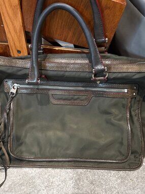 MZ Wallace Army Green W/ Brown Trim Satchel/Shoulder/Crossbody Bag